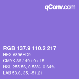 カラーコード: RGB 137.9 110.2 217 | qconv.com