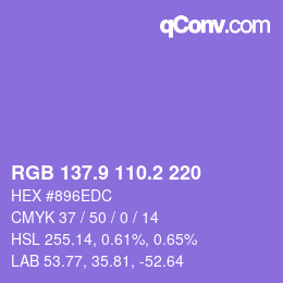 カラーコード: RGB 137.9 110.2 220 | qconv.com