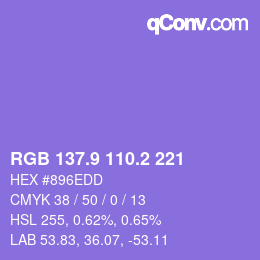 カラーコード: RGB 137.9 110.2 221 | qconv.com