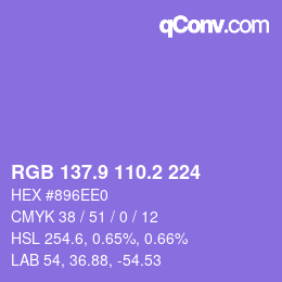カラーコード: RGB 137.9 110.2 224 | qconv.com