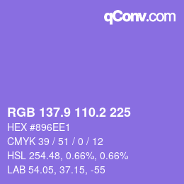 カラーコード: RGB 137.9 110.2 225 | qconv.com
