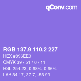 カラーコード: RGB 137.9 110.2 227 | qconv.com