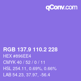 カラーコード: RGB 137.9 110.2 228 | qconv.com