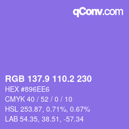 カラーコード: RGB 137.9 110.2 230 | qconv.com