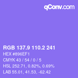 カラーコード: RGB 137.9 110.2 241 | qconv.com