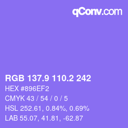 カラーコード: RGB 137.9 110.2 242 | qconv.com