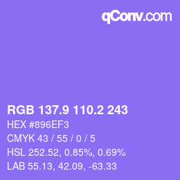カラーコード: RGB 137.9 110.2 243 | qconv.com