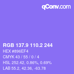 カラーコード: RGB 137.9 110.2 244 | qconv.com