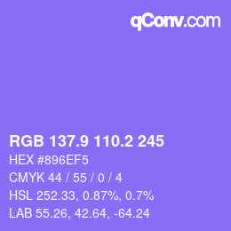 カラーコード: RGB 137.9 110.2 245 | qconv.com