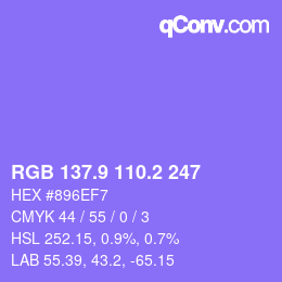 カラーコード: RGB 137.9 110.2 247 | qconv.com