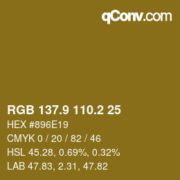 Color code: RGB 137.9 110.2 25 | qconv.com