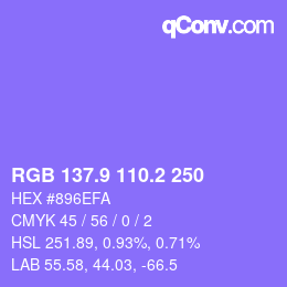 カラーコード: RGB 137.9 110.2 250 | qconv.com
