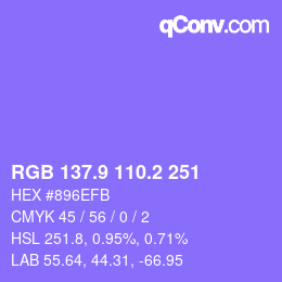 カラーコード: RGB 137.9 110.2 251 | qconv.com