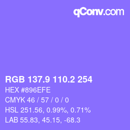 カラーコード: RGB 137.9 110.2 254 | qconv.com