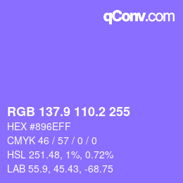 カラーコード: RGB 137.9 110.2 255 | qconv.com