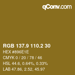 Color code: RGB 137.9 110.2 30 | qconv.com