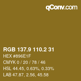 Color code: RGB 137.9 110.2 31 | qconv.com