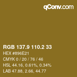 Color code: RGB 137.9 110.2 33 | qconv.com