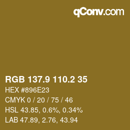 カラーコード: RGB 137.9 110.2 35 | qconv.com
