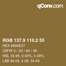 Color code: RGB 137.9 110.2 55 | qconv.com