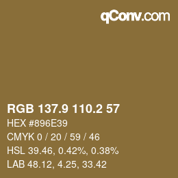 Color code: RGB 137.9 110.2 57 | qconv.com