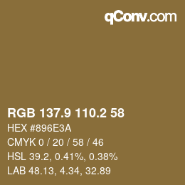 Color code: RGB 137.9 110.2 58 | qconv.com
