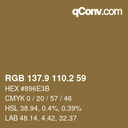 カラーコード: RGB 137.9 110.2 59 | qconv.com