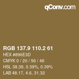 Color code: RGB 137.9 110.2 61 | qconv.com