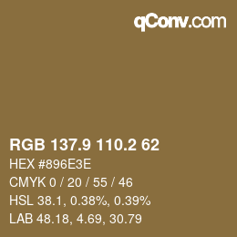 Color code: RGB 137.9 110.2 62 | qconv.com