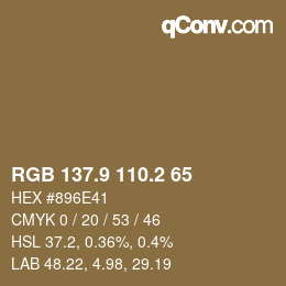 Color code: RGB 137.9 110.2 65 | qconv.com