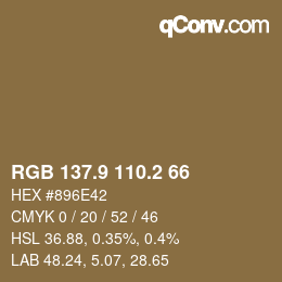Color code: RGB 137.9 110.2 66 | qconv.com