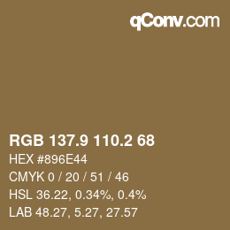 Color code: RGB 137.9 110.2 68 | qconv.com