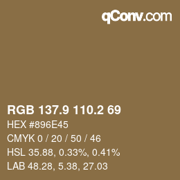 Color code: RGB 137.9 110.2 69 | qconv.com
