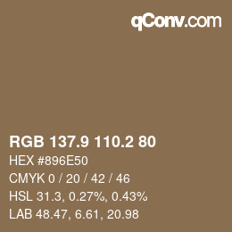 Color code: RGB 137.9 110.2 80 | qconv.com