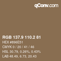 Color code: RGB 137.9 110.2 81 | qconv.com