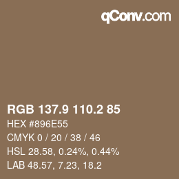 Color code: RGB 137.9 110.2 85 | qconv.com