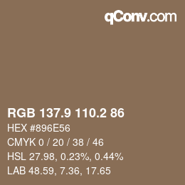 Color code: RGB 137.9 110.2 86 | qconv.com