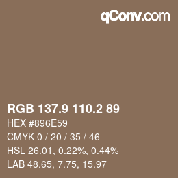 Color code: RGB 137.9 110.2 89 | qconv.com