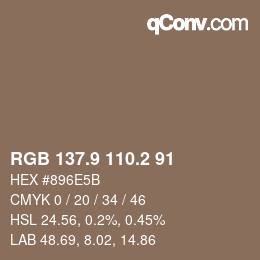 Color code: RGB 137.9 110.2 91 | qconv.com
