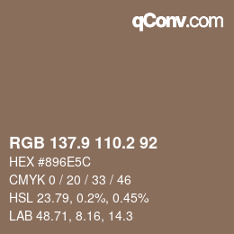 Color code: RGB 137.9 110.2 92 | qconv.com