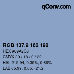 カラーコード: RGB 137.9 162 198 | qconv.com