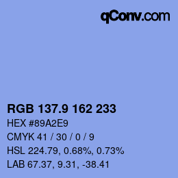 カラーコード: RGB 137.9 162 233 | qconv.com