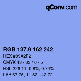 カラーコード: RGB 137.9 162 242 | qconv.com