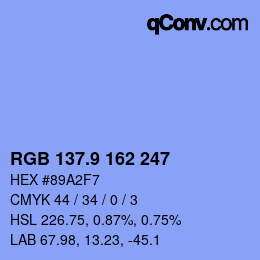 カラーコード: RGB 137.9 162 247 | qconv.com