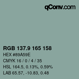 カラーコード: RGB 137.9 165 158 | qconv.com