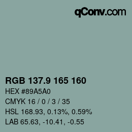 Color code: RGB 137.9 165 160 | qconv.com