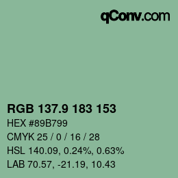 カラーコード: RGB 137.9 183 153 | qconv.com