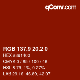 Color code: RGB 137.9 20.2 0 | qconv.com