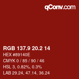 Color code: RGB 137.9 20.2 14 | qconv.com