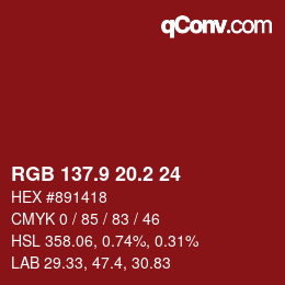 Color code: RGB 137.9 20.2 24 | qconv.com